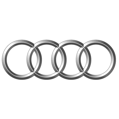The logo of the Audi car company, four interlocking rings