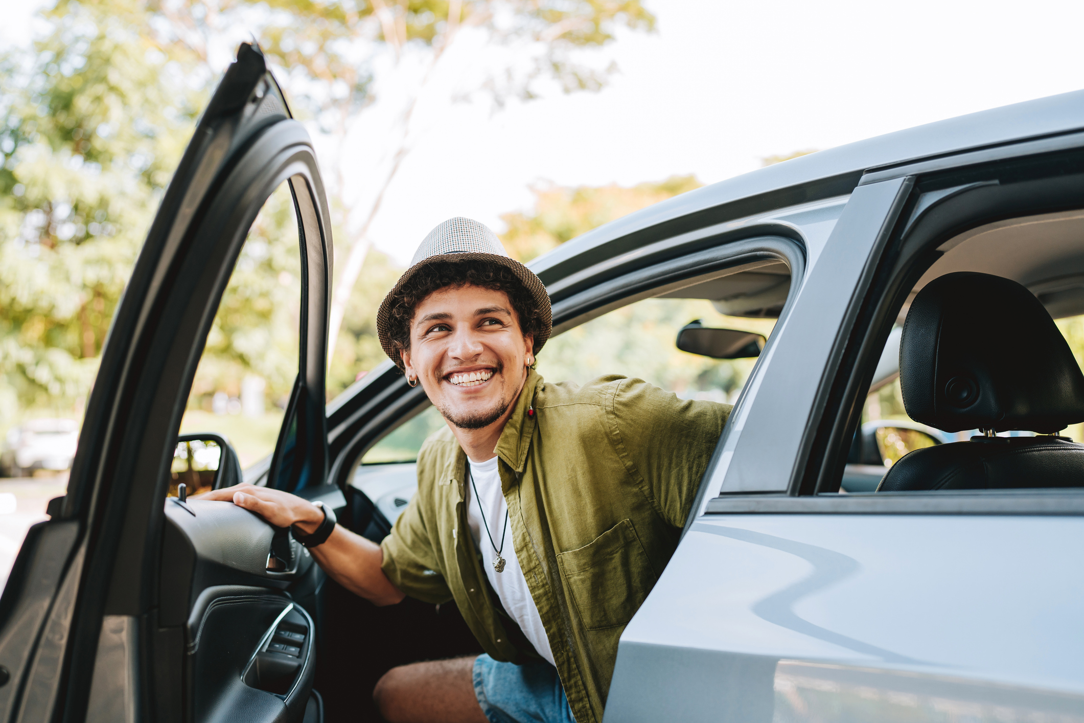 Man test driving his new car