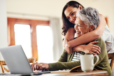 Family using laptop